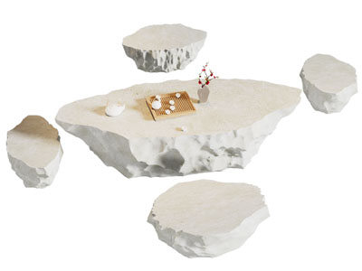 新中式石头桌椅组合 茶桌