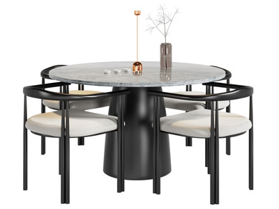 法式圆形餐桌椅组合