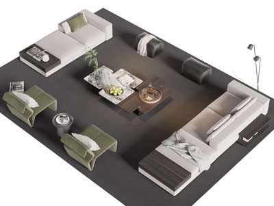 现代多人沙发 休闲椅子 沙发凳和茶几组合