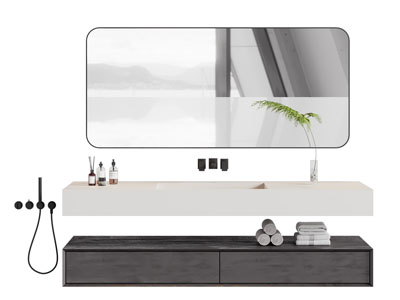 现代洗手台 镜子 浴室柜