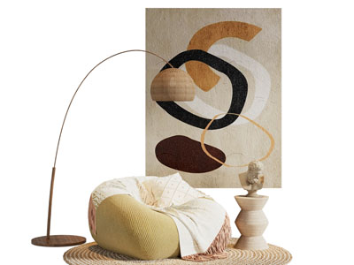 现代懒人沙发 装饰挂画 落地灯