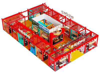 新中式饭店餐馆门店 螺蛳粉店造型 展台