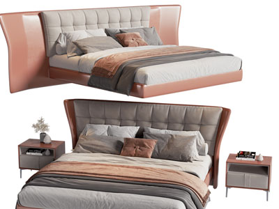 现代双人床 床头柜