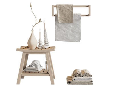 侘寂风毛巾 洗浴用品收纳架 卫浴柜架
