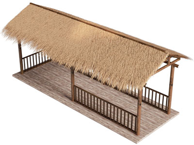 新中式茅草棚子 凉亭