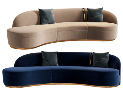 现代轻奢弧形多人沙发3d模型 现代轻奢弧形多人沙发