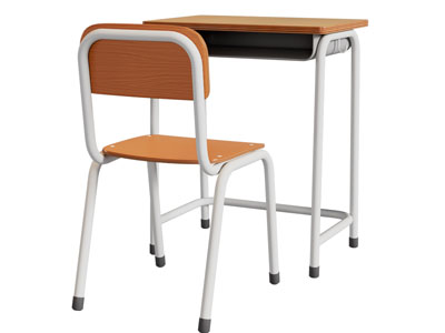 现代学生书桌椅组合3d模型 现代学生书桌椅组合