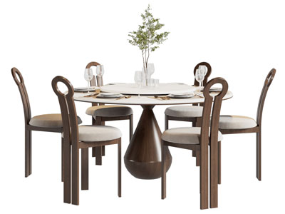 现代中古风餐桌椅组合