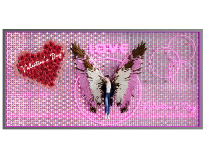 现代霓虹灯商业美陈 网红打卡拍照区 情人节美陈