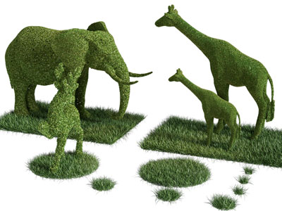 现代大象 长颈鹿动物景观植物园艺小品