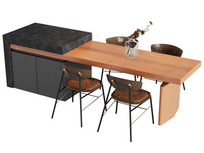 现代中古风吧台餐桌椅组合