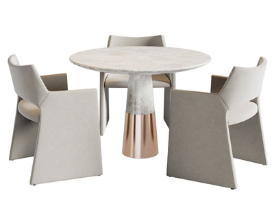 现代圆形餐桌椅组合