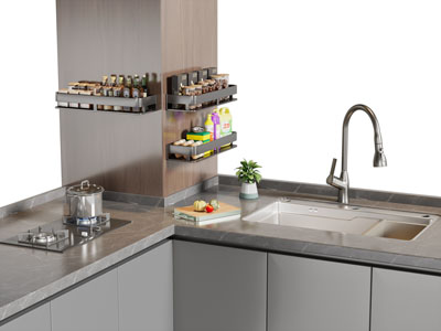 现代调料瓶 燃气灶 洗菜盆厨具 摆件组合