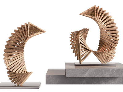 现代木艺摆件组合