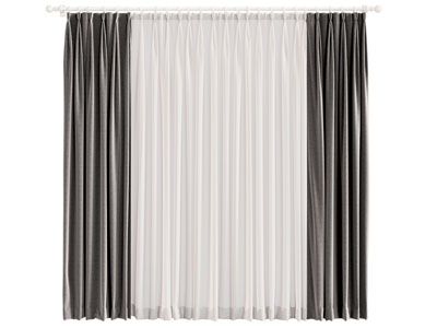 现代布艺窗帘窗纱3d模型 现代布艺窗帘窗纱