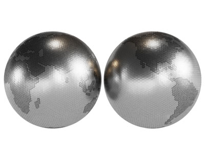 现代拼接多边形图案的地球 摆件