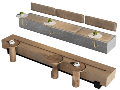 现代卡座餐桌椅组合