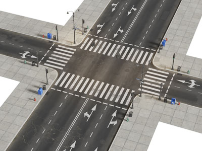 现代十字路口 道路