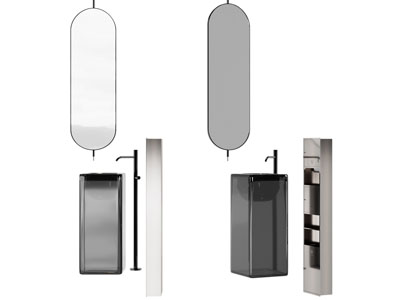 现代立式洗手台 镜子 浴室柜