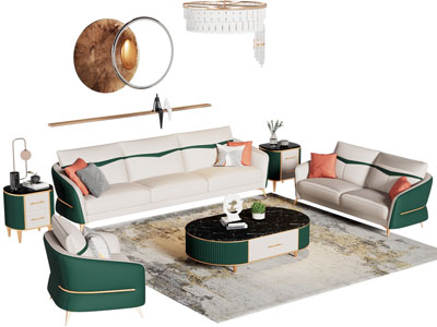 现代轻奢多人 双人 单人沙发和茶几组合