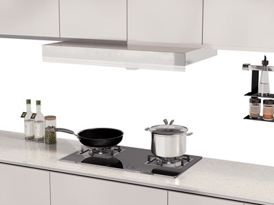 现代抽油烟机 燃气灶 调味瓶 厨房电器