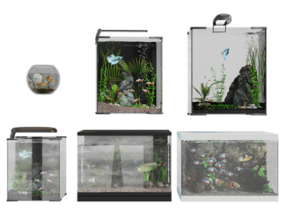现代鱼缸水族 摆件组合