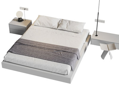 现代双人床 床头柜