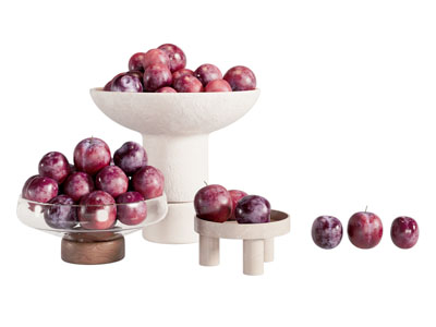 现代果盘李子 水果食物 摆件