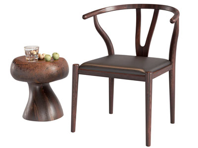 新中式中古风休闲椅子 边几