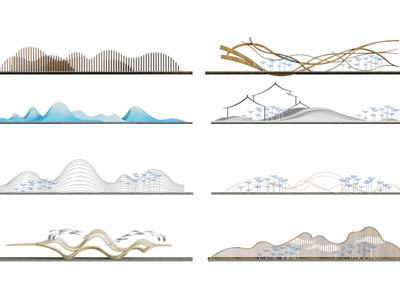 新中式山脉景观摆件组合