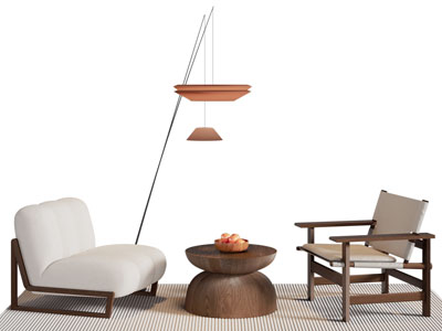 现代休闲椅子 单人沙发 边几