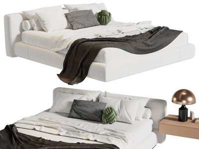 现代布艺双人床