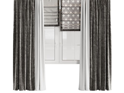 现代布艺窗帘窗纱 罗马帘 拉帘3d模型 现代布艺窗帘窗纱 罗马帘 拉帘