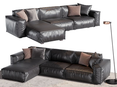 现代皮质多人沙发3d模型 现代皮质多人沙发