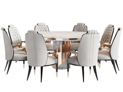 新古典大理石餐桌椅组合