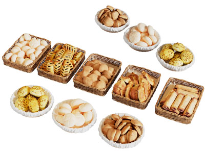 现代食物筐子 面包 甜点