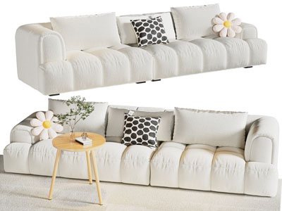 现代奶油风多人沙发3d模型 现代奶油风多人沙发