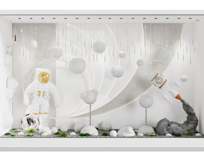 现代宇航员主题橱窗