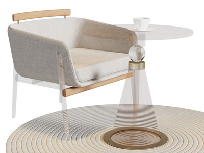 现代休闲椅子 圆形茶几