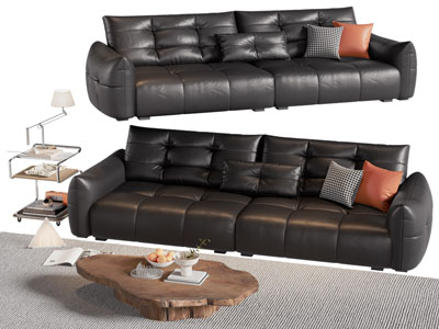 现代多人沙发 茶几组合3d模型 现代多人沙发 茶几组合