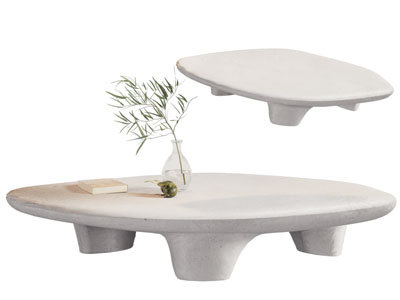 侘寂风不规则圆形茶几