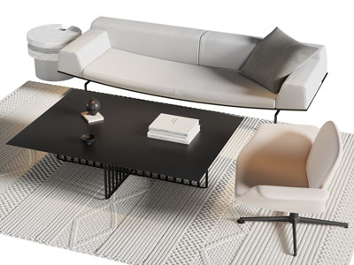 现代多人沙发 茶几组合3d模型 现代多人沙发 茶几组合