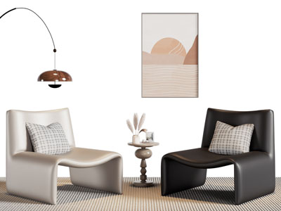 现代休闲椅子 边几