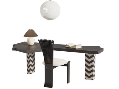 法式书桌椅组合3d模型 法式书桌椅组合