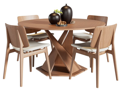 现代实木圆形餐桌椅组合