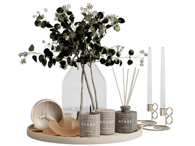 现代玻璃花瓶花卉 香薰 烛台摆件组合