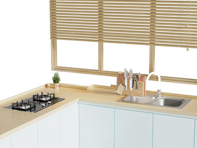 现代洗菜盆 燃气灶 厨具摆件组合