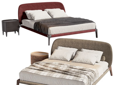 现代双人床 床头柜