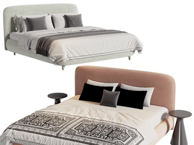 现代布艺双人床