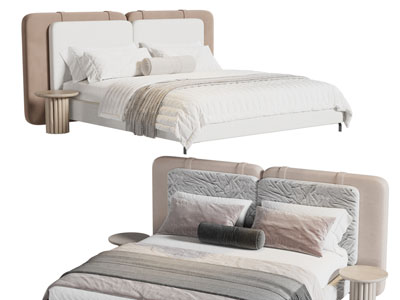 现代双人床 床头几